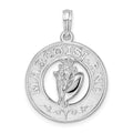 Sterling Silver Rhodium-plated Polished Marco Island w/Shell Pendant