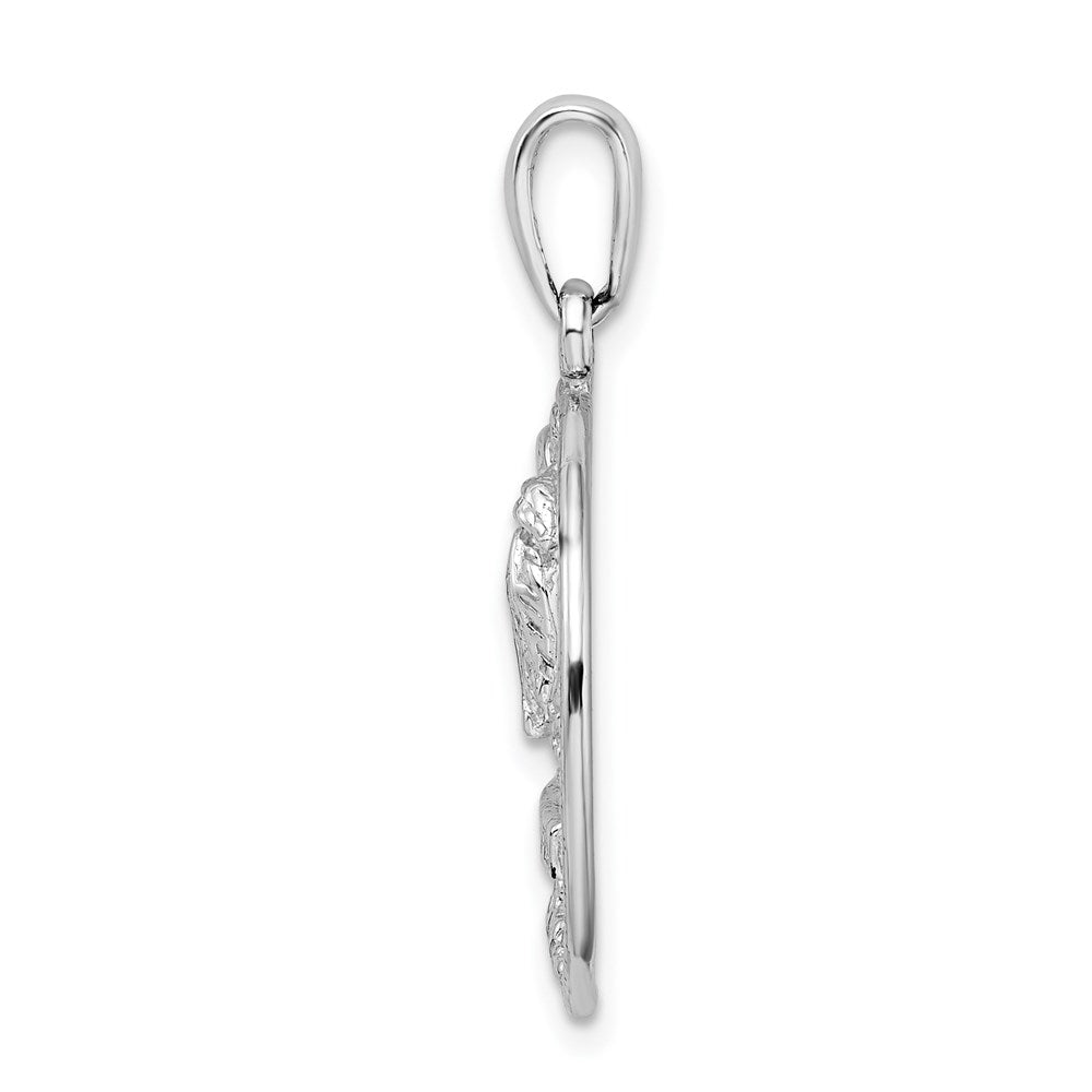 Sterling Silver Rhodium-plated Polished Marco Island Palm Tree Pendant