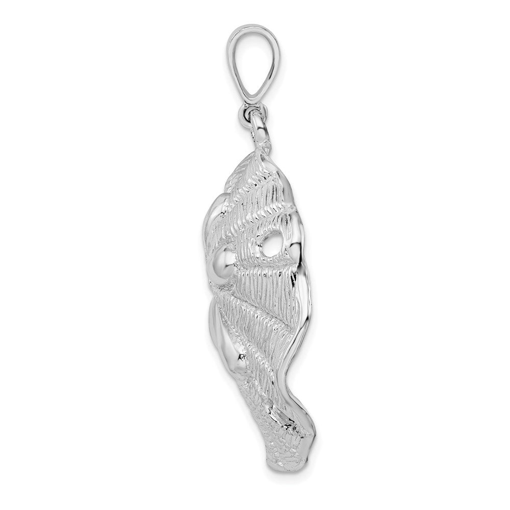 Sterling Silver Rhod-plated Polished/Textured Beveled Sand Dollar Pendant