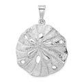 Sterling Silver Rhod-plated Polished/Textured Beveled Sand Dollar Pendant