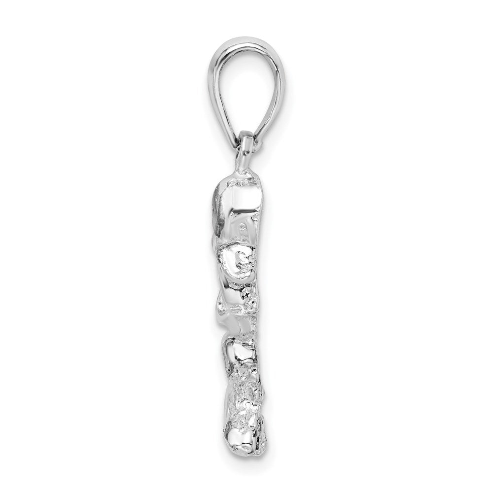 Sterling Silver Rhodium-plated Polished Octopus Pendant