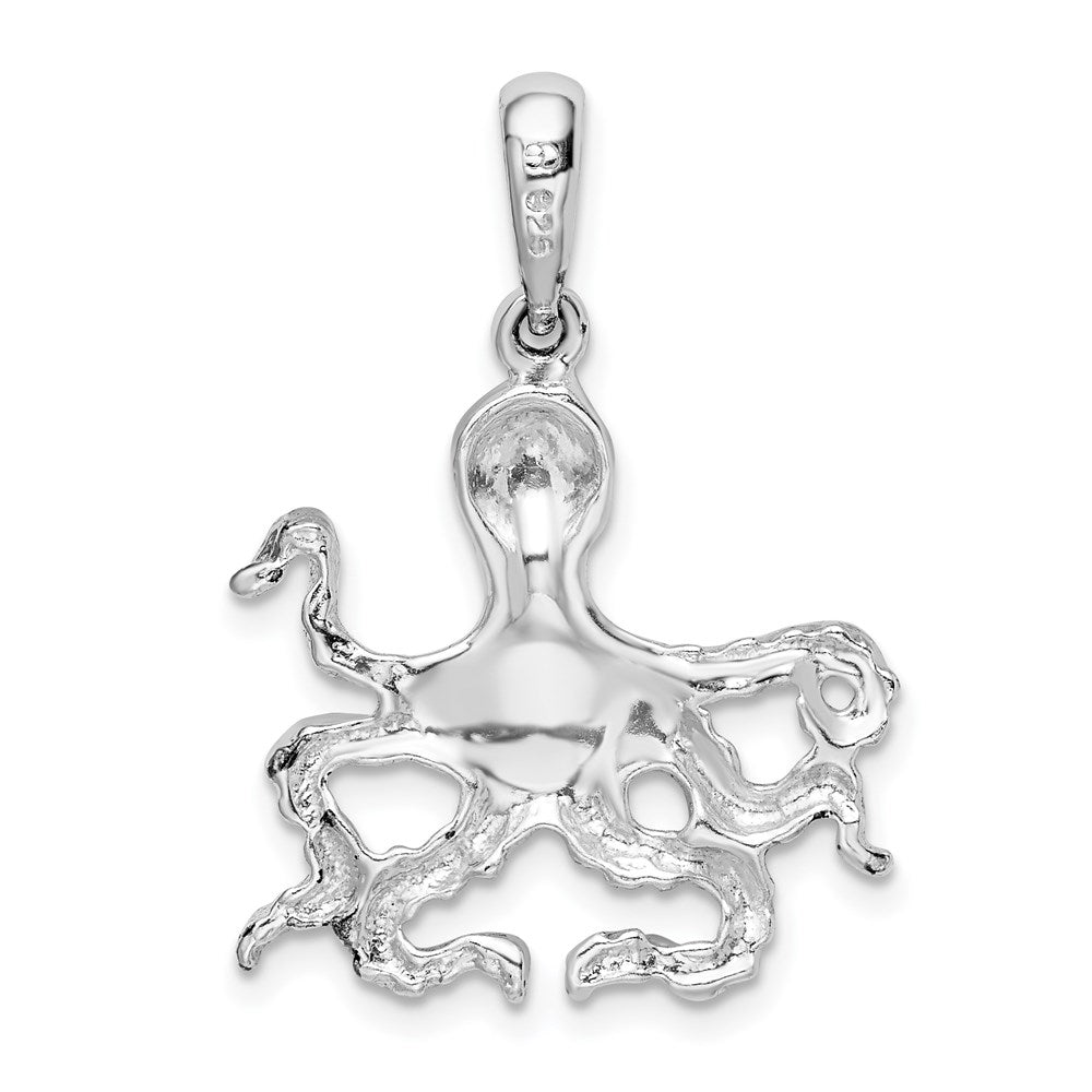 Sterling Silver Rhodium-plated Polished Octopus Pendant