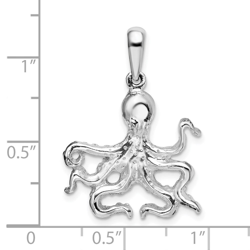 Sterling Silver Rhodium-plated Polished Octopus Pendant