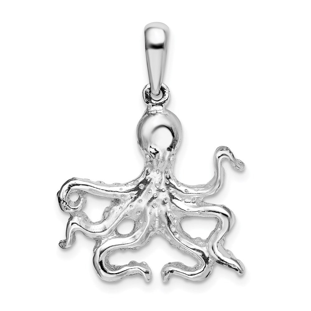 Sterling Silver Rhodium-plated Polished Octopus Pendant