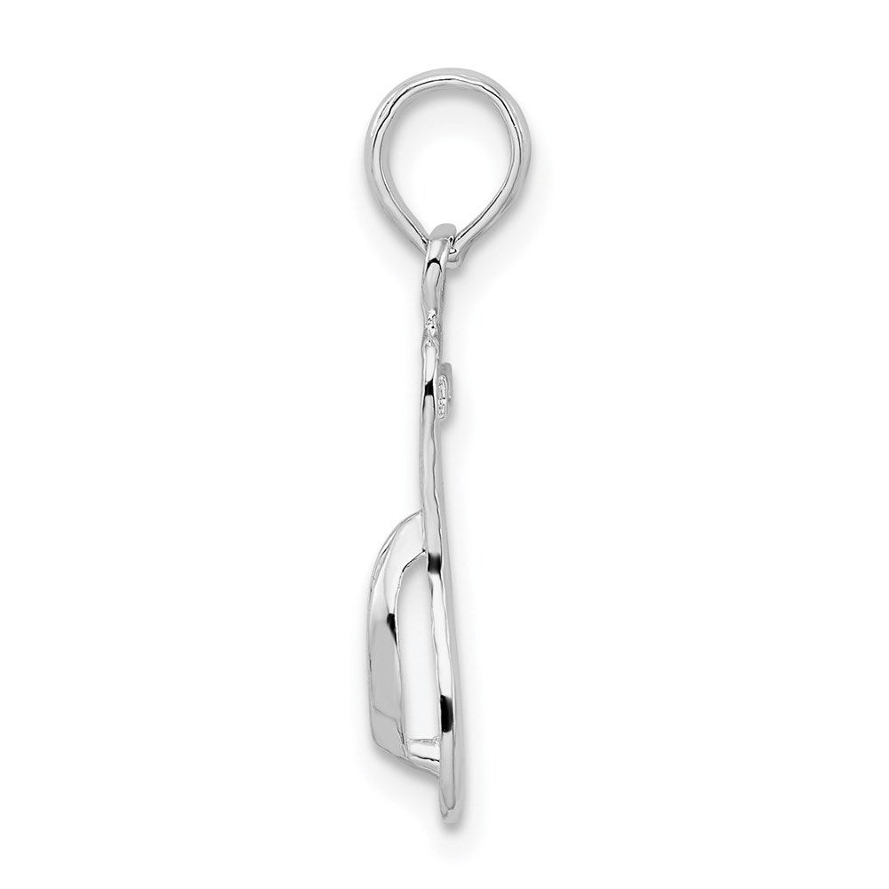 Sterling Silver Rhodium-plated Polished/Textured Flip Flop Pendant