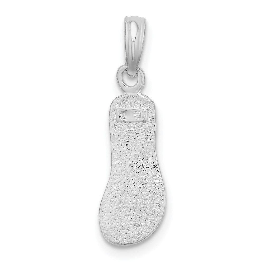 Sterling Silver Rhodium-plated Polished/Textured Flip Flop Pendant
