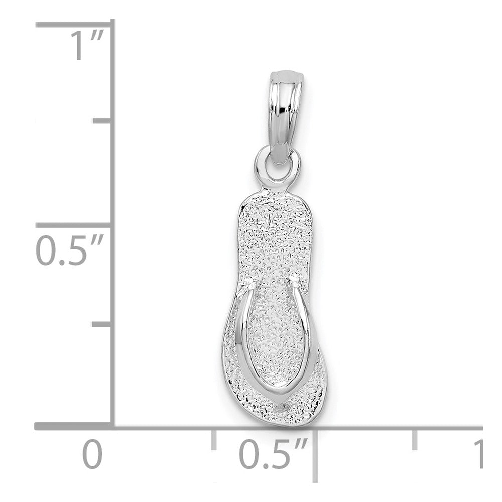 Sterling Silver Rhodium-plated Polished/Textured Flip Flop Pendant