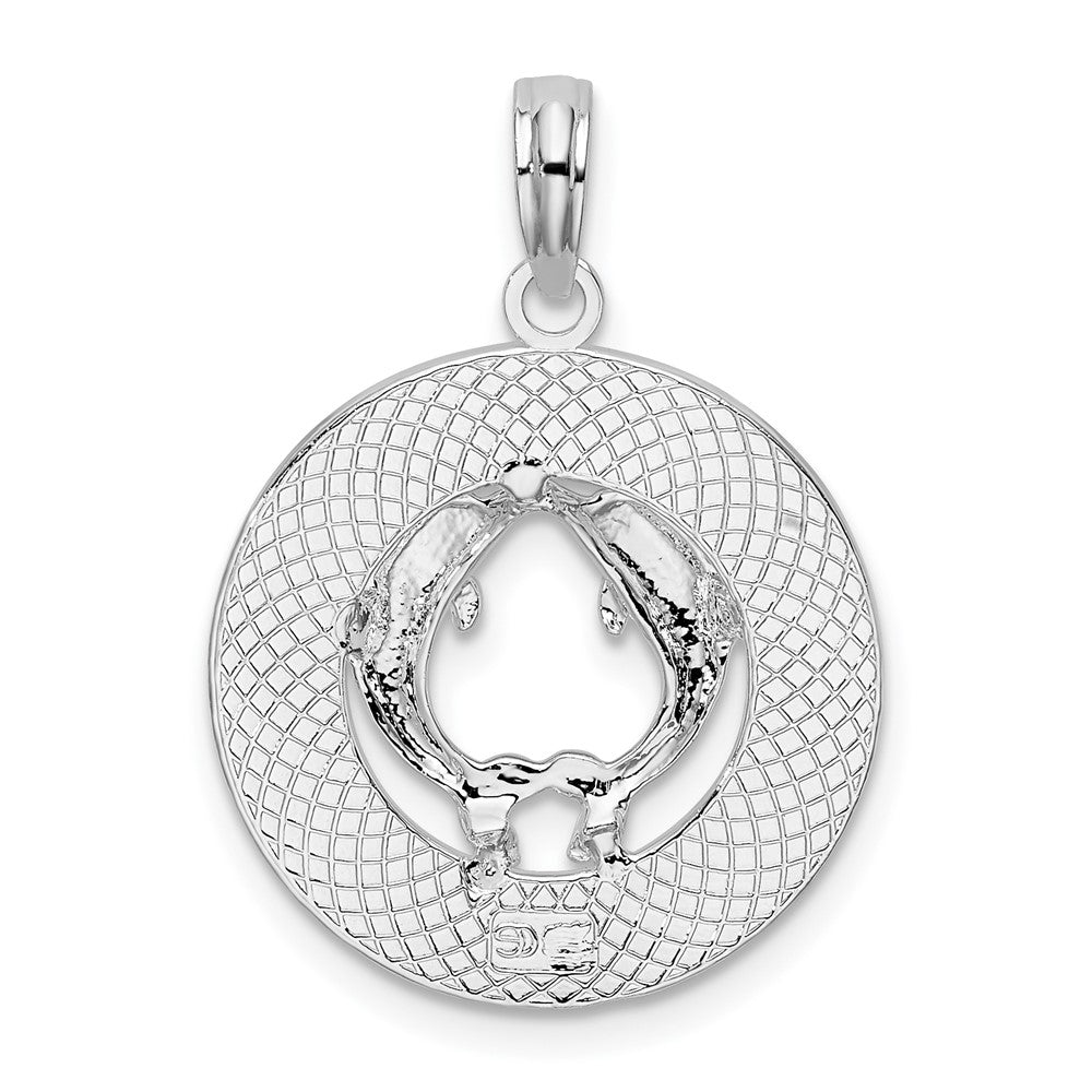 Sterling Silver Rhod-plated Polish/Textured South Beach Dolphin Pendant
