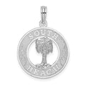 Sterling Silver Rhod-plated Polish/Textured South Beach Palm Tree Pendant