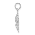 Sterling Silver Rhodium-plated Polished/Textured Starfish Pendant