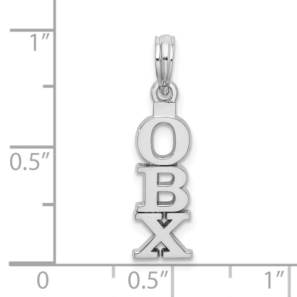 Sterling Silver Rhodium-plated Polished Vertical OBX Pendant