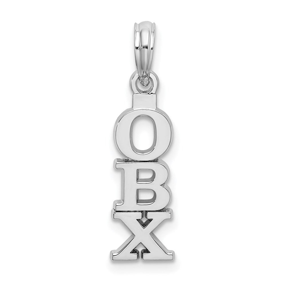 Sterling Silver Rhodium-plated Polished Vertical OBX Pendant