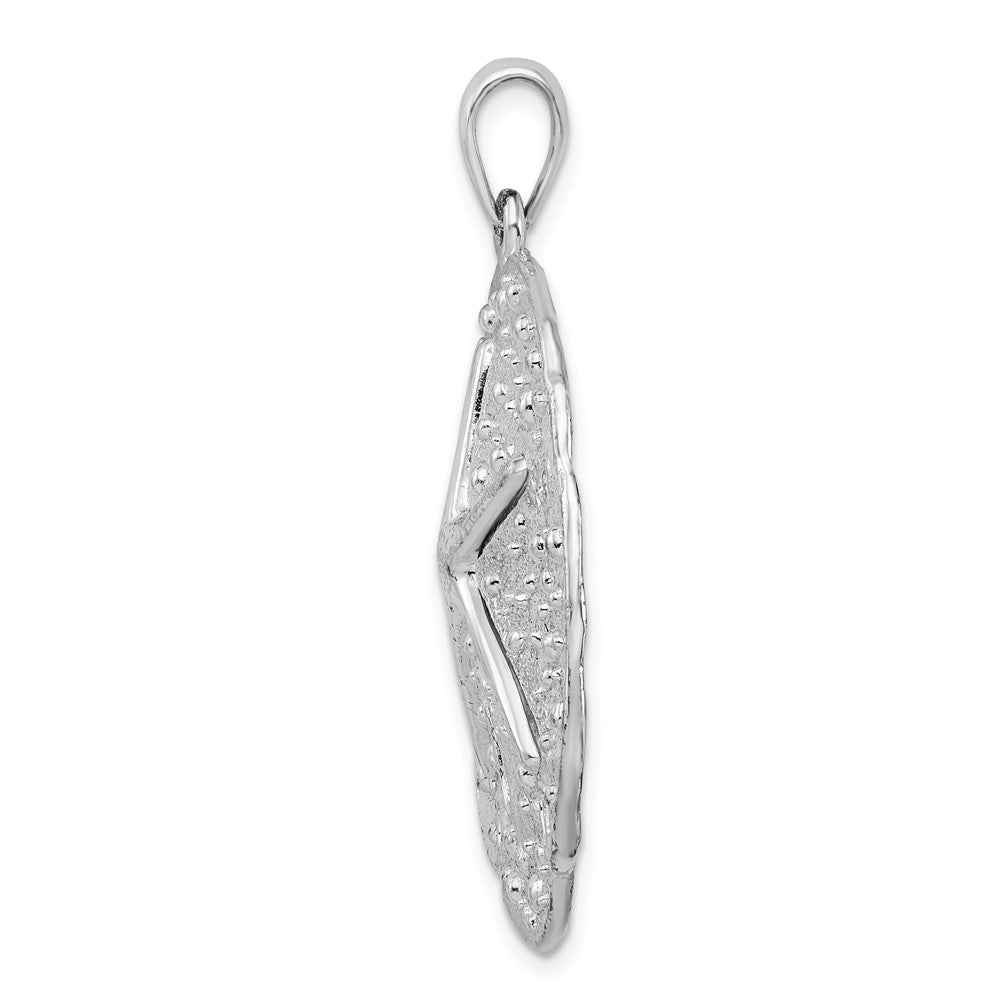 Sterling Silver Rhod-plated Polished/Texture Large Sand Dollar Pendant