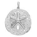 Sterling Silver Rhod-plated Polished/Texture Large Sand Dollar Pendant