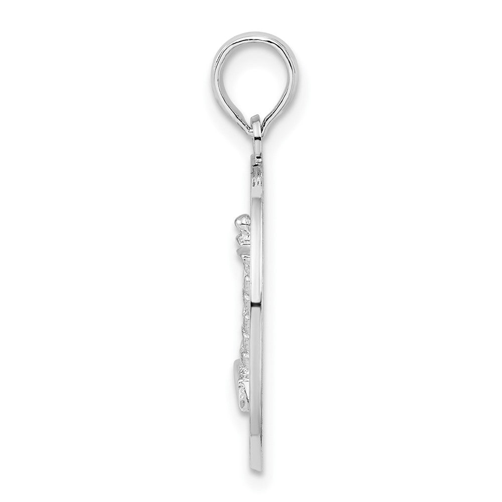 Sterling Silver Rhodium-plated St. Augustine w/Lighthouse Circle Pendant