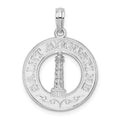 Sterling Silver Rhodium-plated St. Augustine w/Lighthouse Circle Pendant