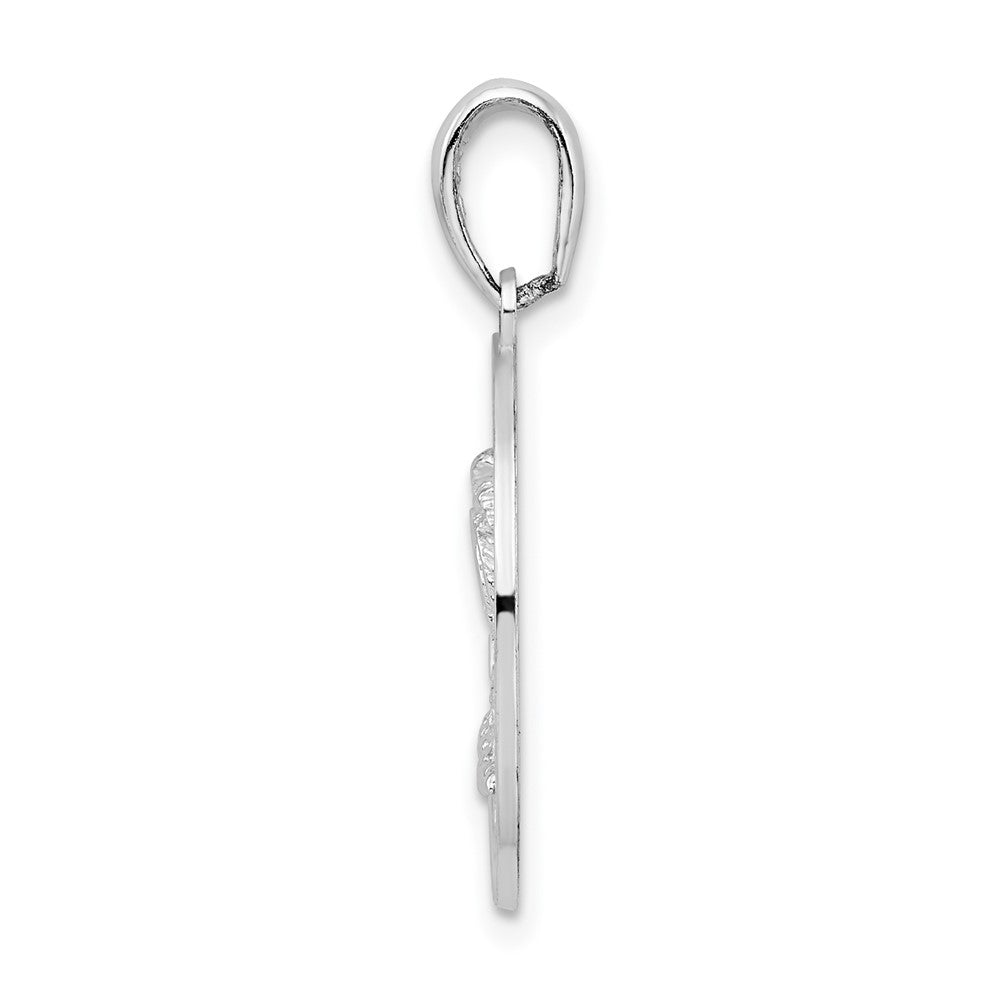 Sterling Silver Rhodium-plated St. Augustine w/Palm Tree Circle Pendant