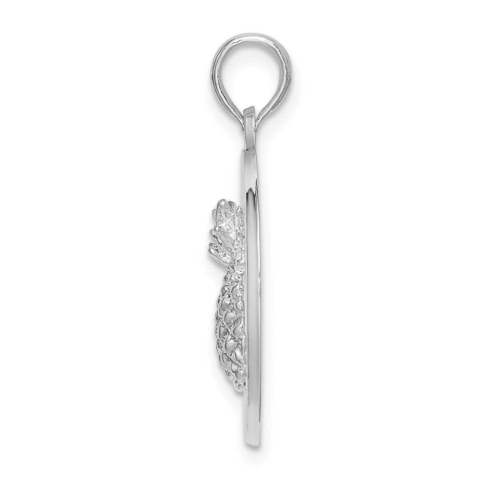Sterling Silver Rhodium-plated Charleston w/Pineapple Circle Pendant
