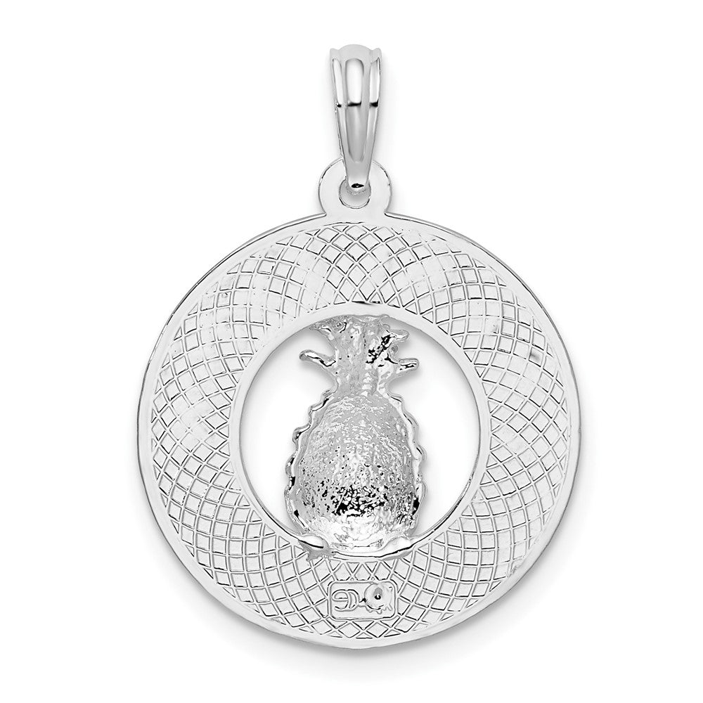 Sterling Silver Rhodium-plated Charleston w/Pineapple Circle Pendant