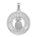 Sterling Silver Rhodium-plated Charleston w/Pineapple Circle Pendant