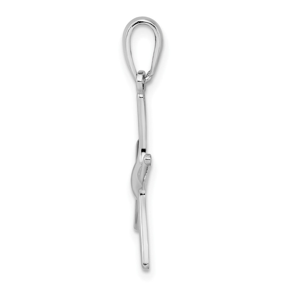 Sterling Silver Rhodium-plated Polished Starfish Pendant
