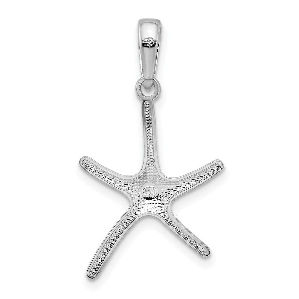 Sterling Silver Rhodium-plated Polished Starfish Pendant