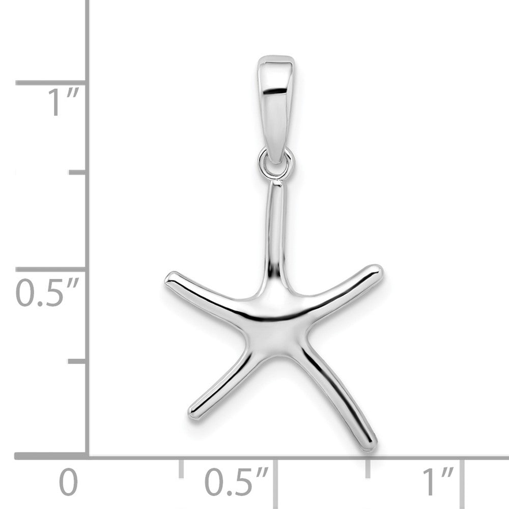 Sterling Silver Rhodium-plated Polished Starfish Pendant