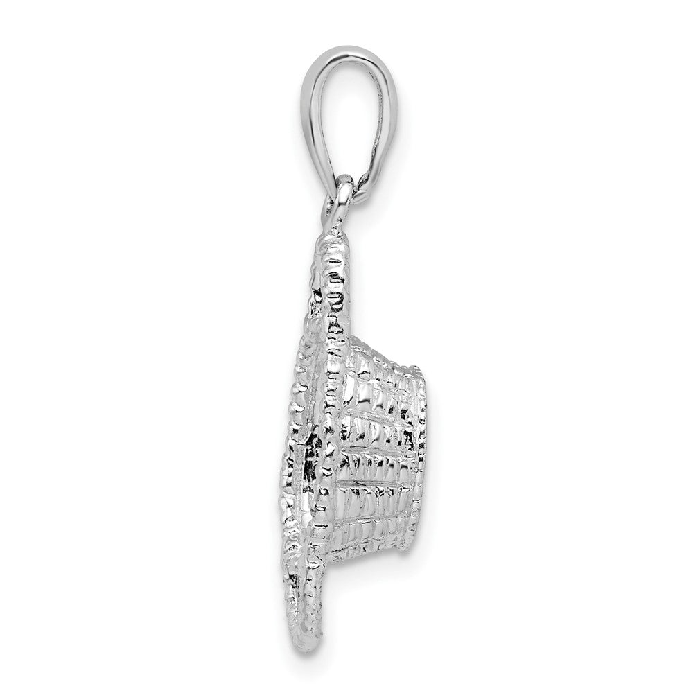 Sterling Silver Rhod-plated Polished 3D Double Handle Basket Pendant