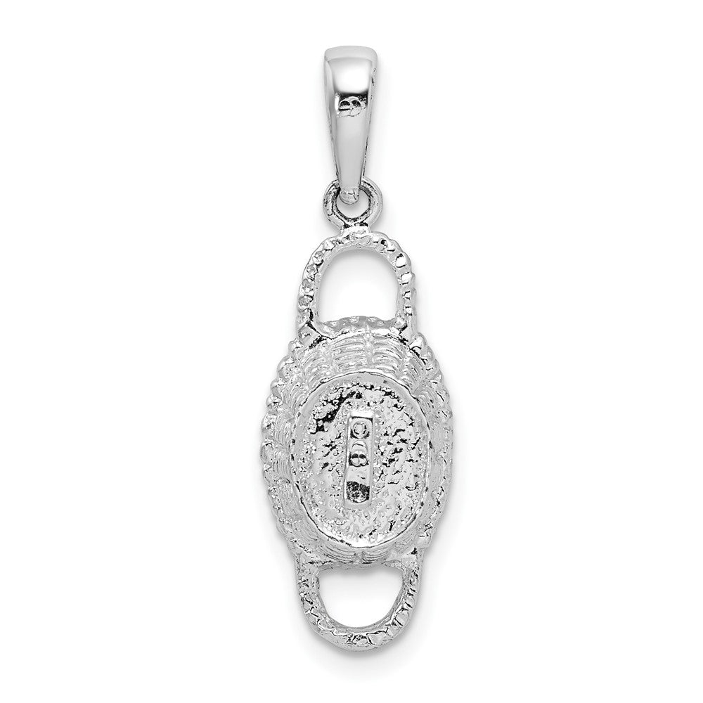Sterling Silver Rhod-plated Polished 3D Double Handle Basket Pendant