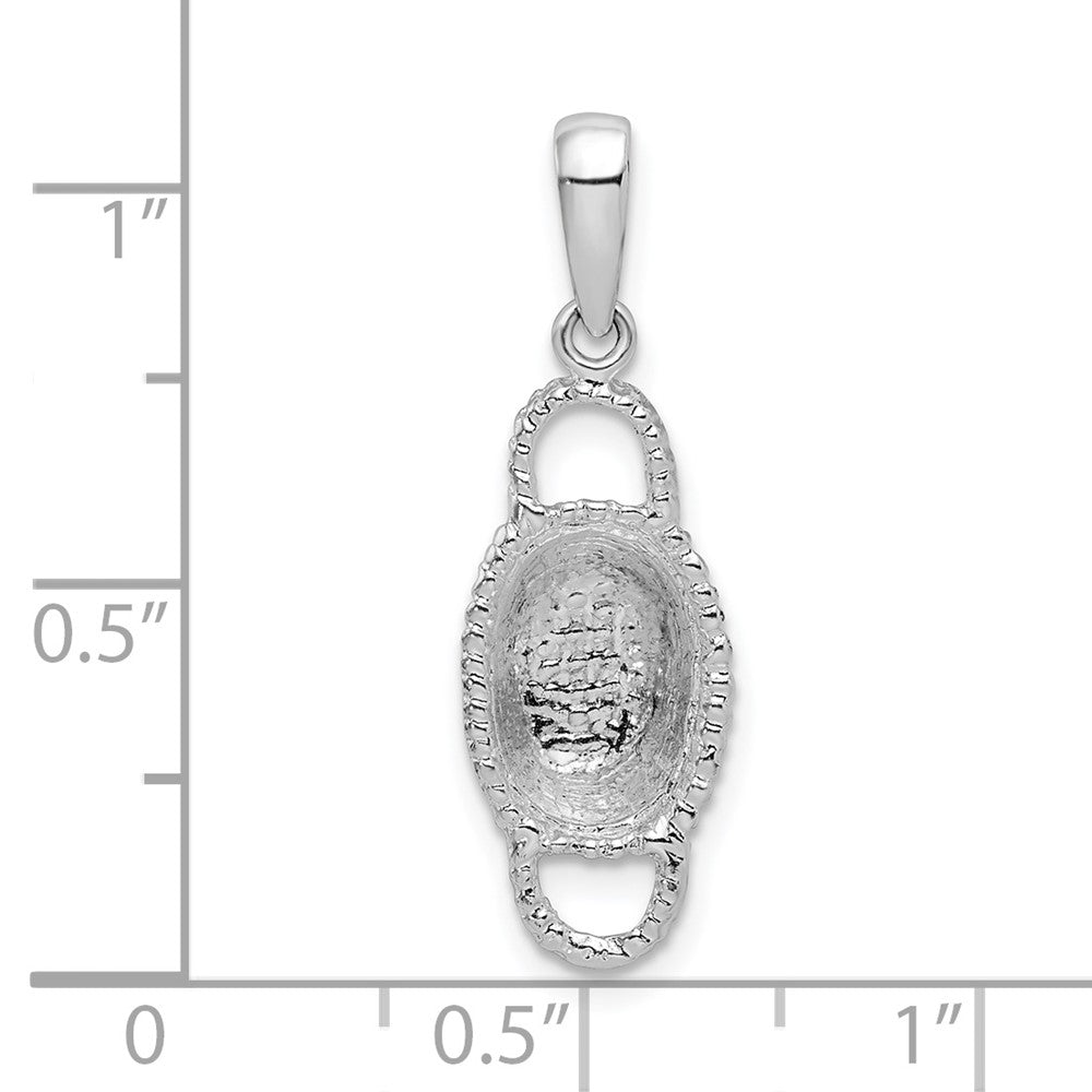 Sterling Silver Rhod-plated Polished 3D Double Handle Basket Pendant