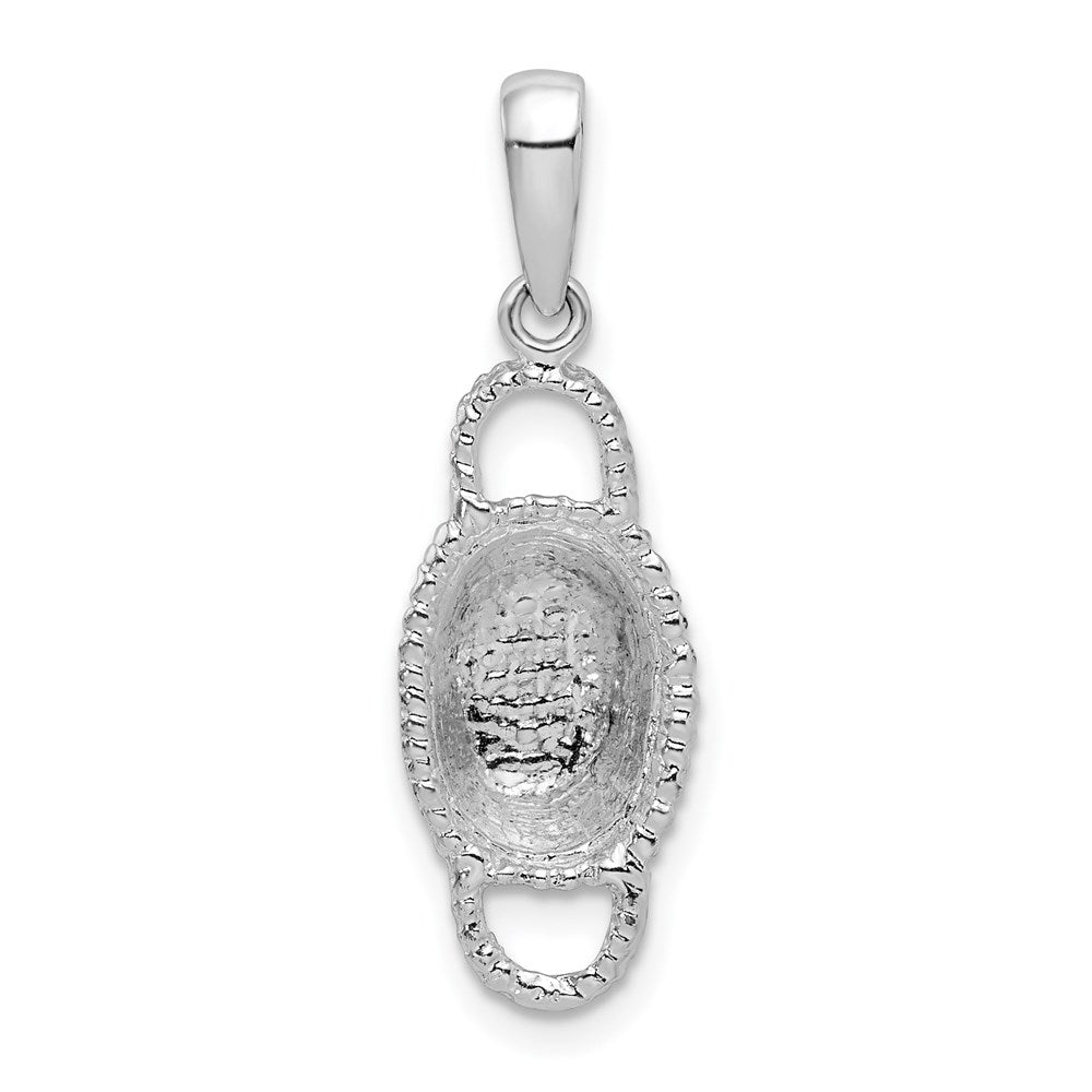 Sterling Silver Rhod-plated Polished 3D Double Handle Basket Pendant