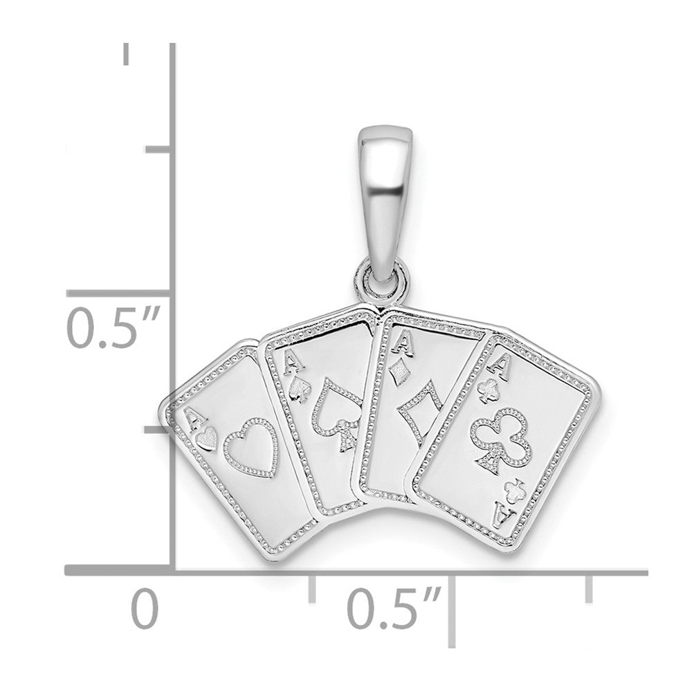 Sterling Silver Polished 4 Aces Good Luck Playing Cards Pendant