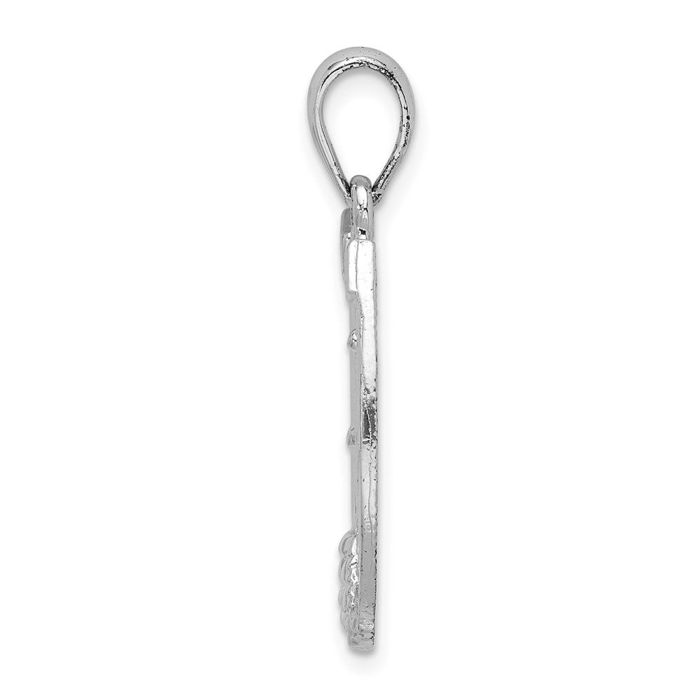 Sterling Silver Rhod-plated Polished Dollar Sign In Horse Shoe Pendant