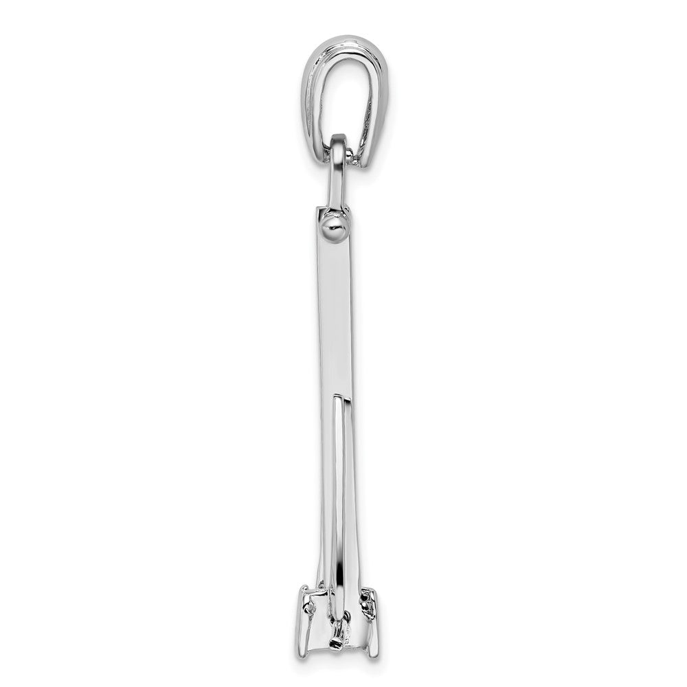 Sterling Silver Rhod-plted Polished 3D Moveable Danforth Anchor Pendant