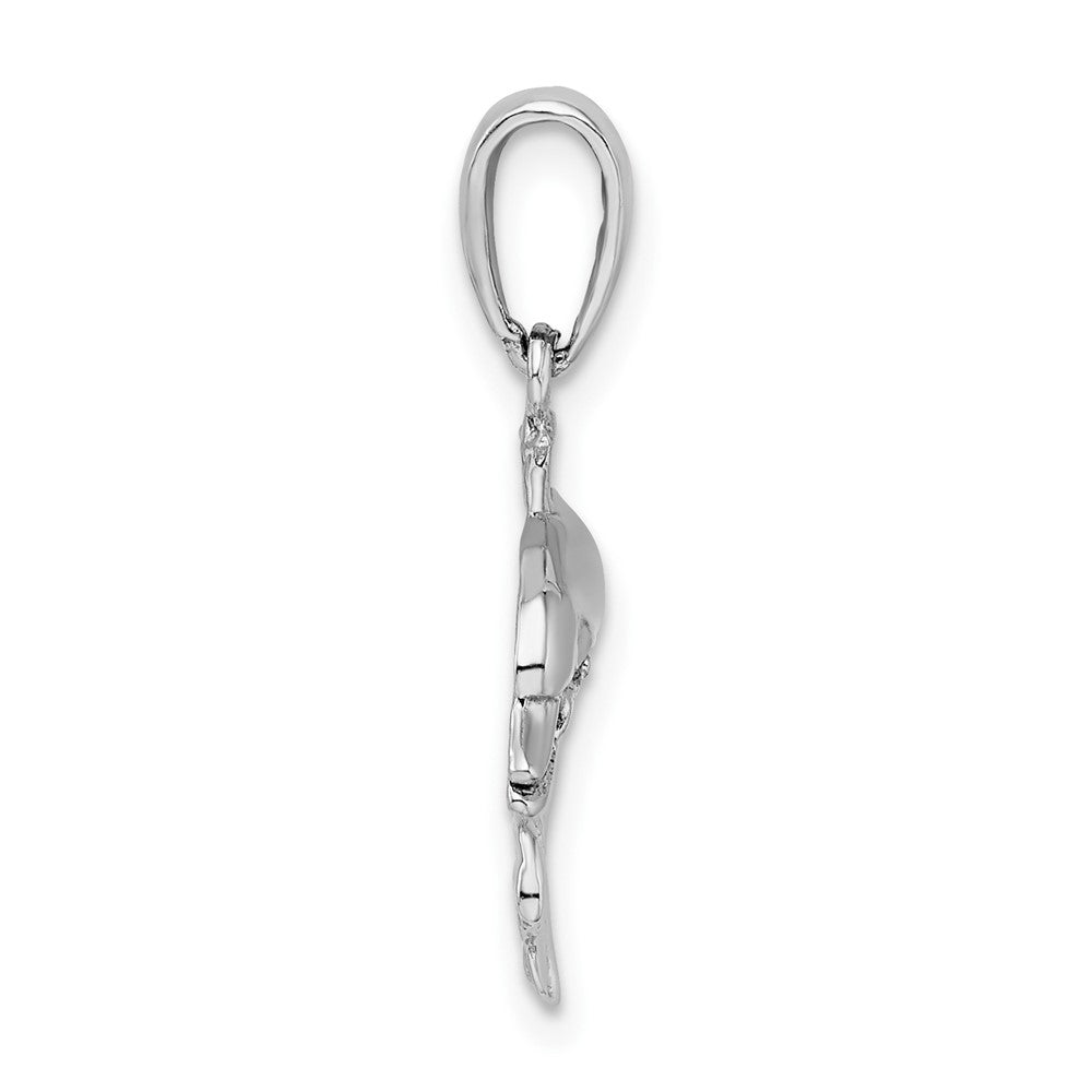 Sterling Silver Rhodium-plated Polished Dolphin Pendant