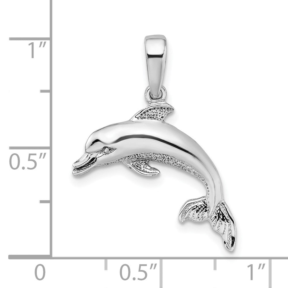 Sterling Silver Rhodium-plated Polished Dolphin Pendant