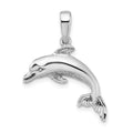 Sterling Silver Rhodium-plated Polished Dolphin Pendant