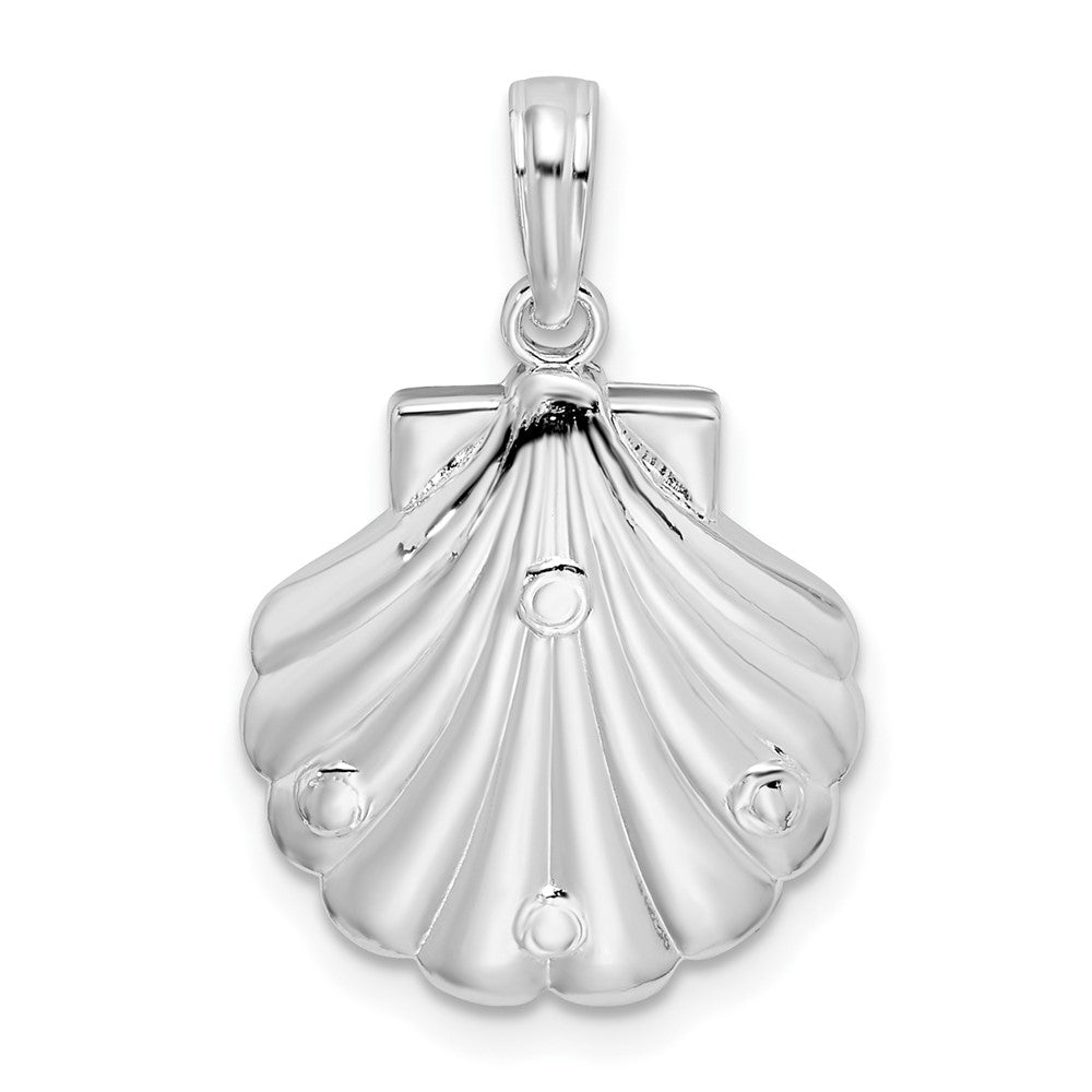 Sterling Silver Rhod-plated Polished/Textured Shell/Sea Turtles Pendant