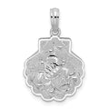 Sterling Silver Rhod-plated Polished/Textured Shell/Sea Turtles Pendant