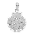 Sterling Silver Rhod-plated Polished/Textured Shell w/Starfish Pendant