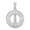 Sterling Silver Rhod-plated Cape Cod w/Lighthouse Circle Pendant
