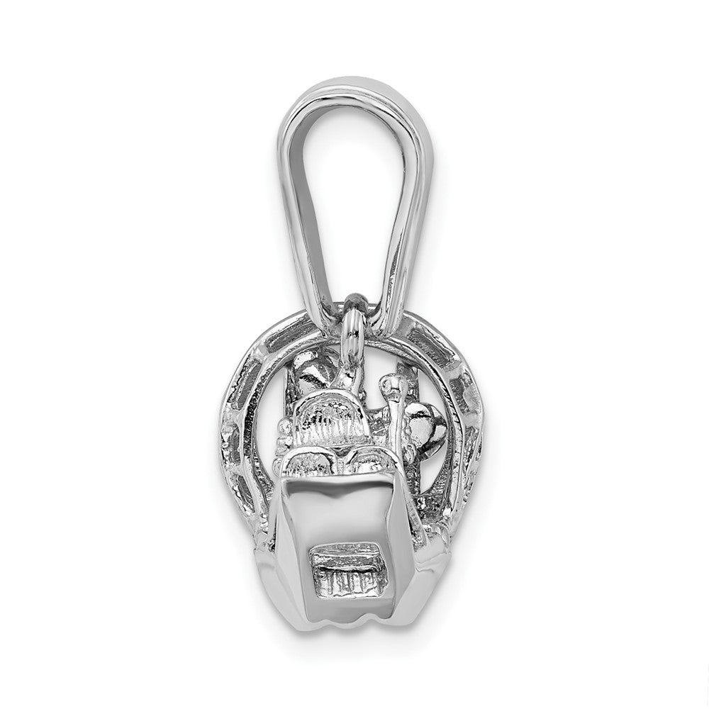 Sterling Silver Rhodium-plated Polished 3D Air Boat Pendant
