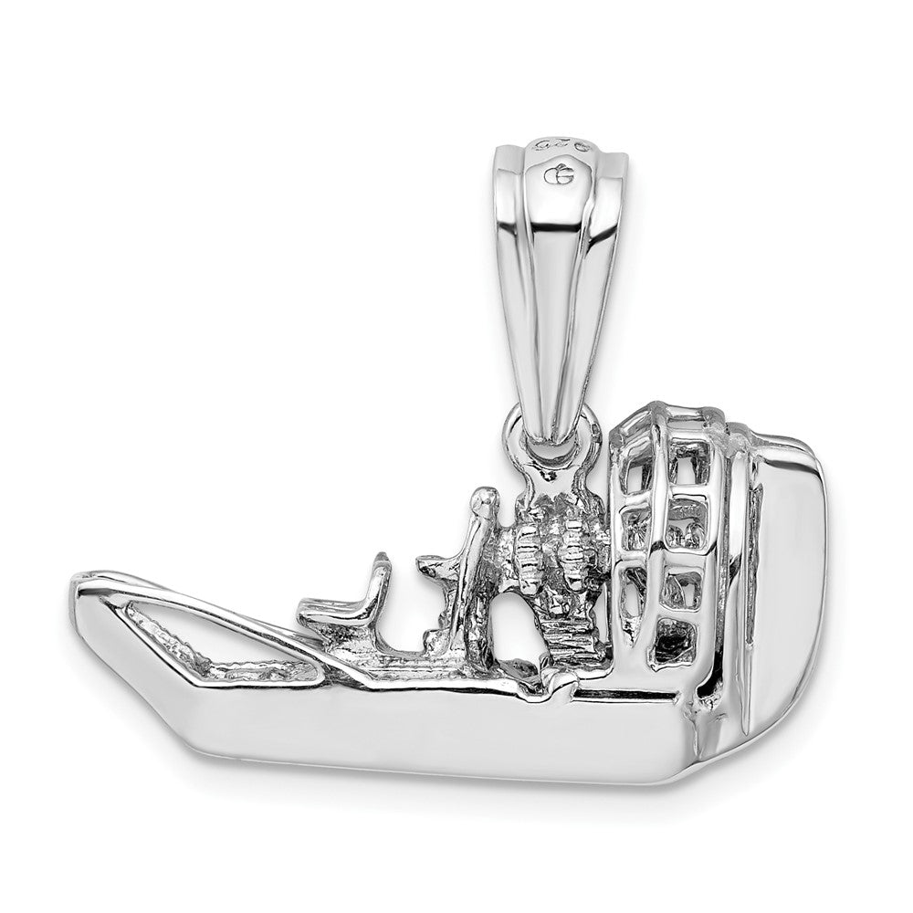 Sterling Silver Rhodium-plated Polished 3D Air Boat Pendant