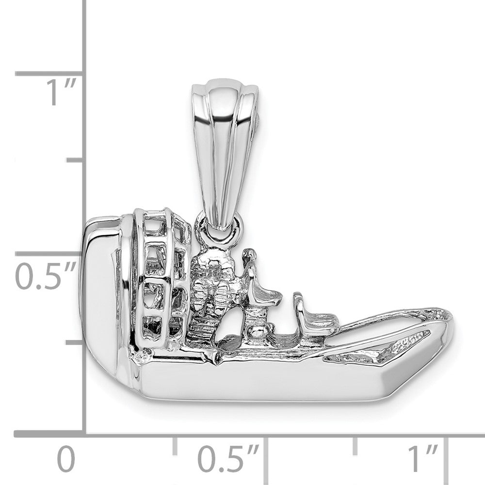Sterling Silver Rhodium-plated Polished 3D Air Boat Pendant