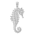 Sterling Silver Rhodium-plated Polished/Textured 3D Sea Horse Pendant