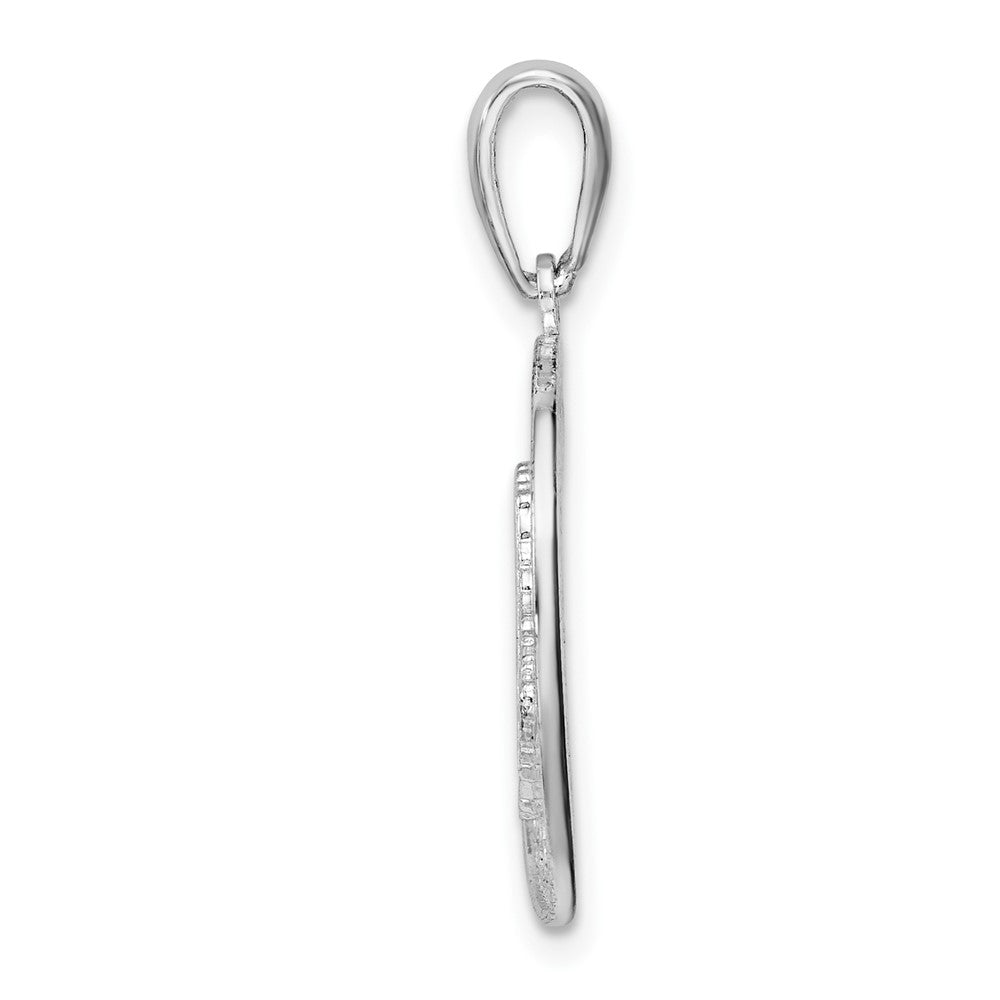 Sterling Silver Rhodium-plated Polished Barbados w/Map Circle Pendant