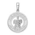 Sterling Silver Rhodium-plated Polished Barbados w/Turtle Circle Pendant
