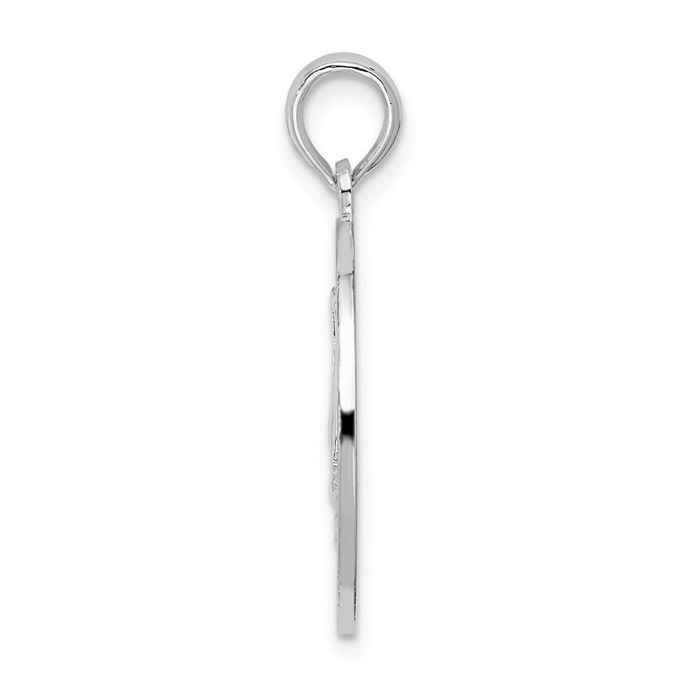 Sterling Silver RH-plated Newport Rhode Island w/Sailboat Circle Pendant