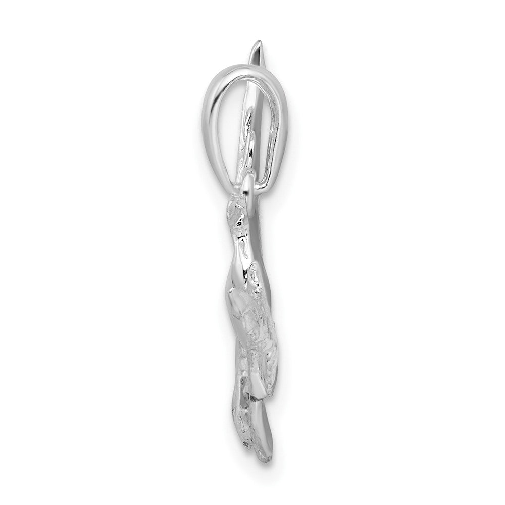 Sterling Silver Rhodium-plated Polished Egret Bird Pendant