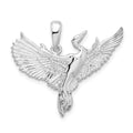 Sterling Silver Rhodium-plated Polished Egret Bird Pendant